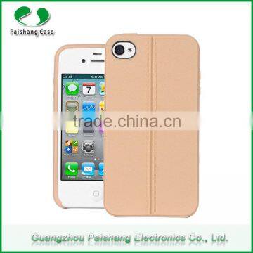 New Phone Case Product High Quality Soft TPU Two Line Design Leather Pattern Finish Case Cover for iPhone 4 / 5 / 6