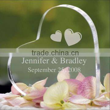 Romantic heart-shaped clear acrylic blocks crafts, acrylic craft for wedding memorabilia