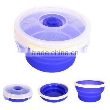 Round Collapsible Heat Silicone Lunch Box photo-2