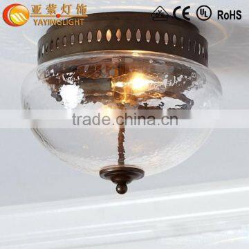 Wrought iron glass industrial indoor ceiling lamps,European modern style wrought iron ceiling lamps