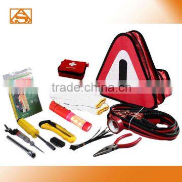 Red triangular fabric bag Emergency roadside tool kit