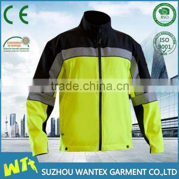 cheap 100% polyester fluorescent reflective rain cycling jacket