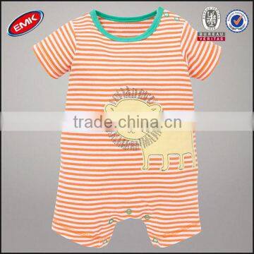 China Wholesale Orange Color Striped Baby Animal Print Rompers