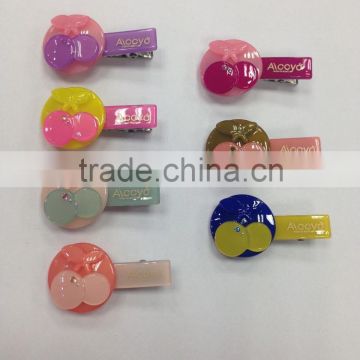 Multicolor plastic kids hair clips cherry decorative alligator hair clips crystal small hair clips