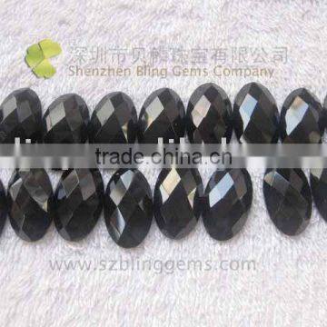 Wholesale Natural Semi precious gemstone Black onyx faceted oval cab