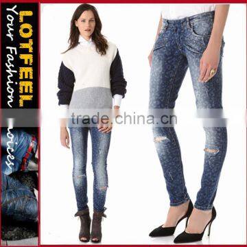 Blue Leopard Skinny Jeans (LOTX304)