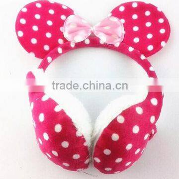 Girls Dots Plush Bowknot Soft Earmuffs photo-2