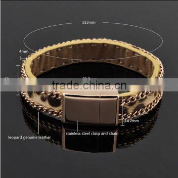 Wholesale Stainless Steel Magnetic Leather Bracelet