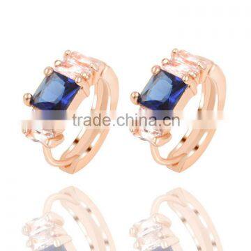 New summer jewelry14k gold plated blue zircon round earring stud