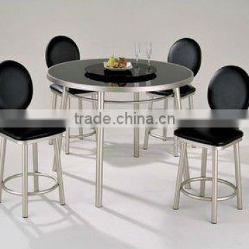 5 PC Modern Black Tempered Glass Dining Room Set Table and Chairs