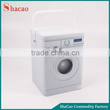 Laundry machine shaped washing powder tin container metal storage box