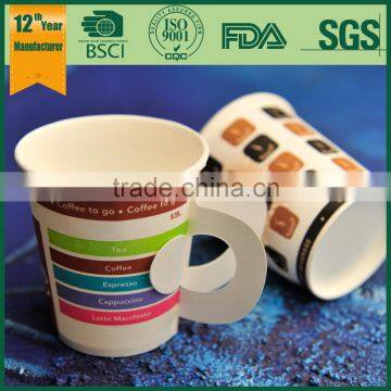 Hot Drink Paper Cup With Handle, Disposable Paper Cup With Handle, Black Paper Coffee Cup