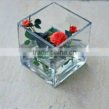 square vintage glass vase