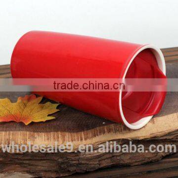 12oz Double Wall Ceramic Traveler, Ceramic Coffee Mug Tumbler photo-6