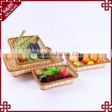 Cheap Custom Rectangular Shape Fruit Vegetable Display Basket Hand Woven Baskets photo-3
