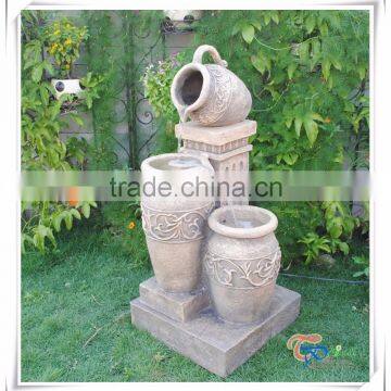 Three Urn Jar Water Feature Led Light Fountain photo-2