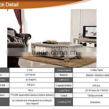 C338 Stainless Steel Marble Coffee Table photo-2