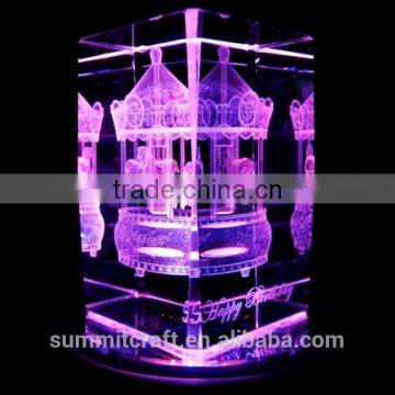 3d Laser Carousel Antique New Baby Gift Crystal photo-2