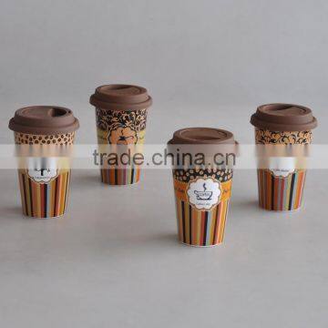 Ceramic Travel Mug With Silicone Lid,travel Mug With Silicone Cover,stoneware Travel Mug With Silicone Lid photo-3