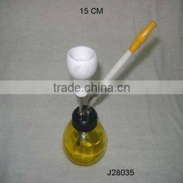 Yellow Coloured Glass Hookah with metal and ceramic part in white