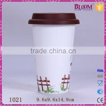 320ml Ceramic Coffee Travel Mug With Silicone Lid photo-2