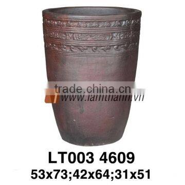 Vietnam Stylish Pattern Rustic High Fired Flower Pot For Manufacturer