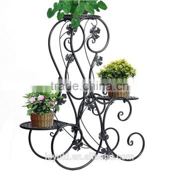 3-Tiered Scroll Decorative Metal Garden Patio Standing Plant Flower Pot Rack Display Shelf Holds 3-Flower Pot stand