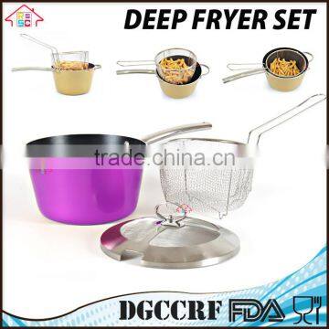 NBRSC Home Nonstick Covered Deep Fryer Aluminum Fry Pot and Basket With Stainless Steel Handle photo-4