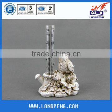 Polyresin Decorative Garden Decoration Bird on Branch Rain Gauge,Resin Brid Design Rainfall Records