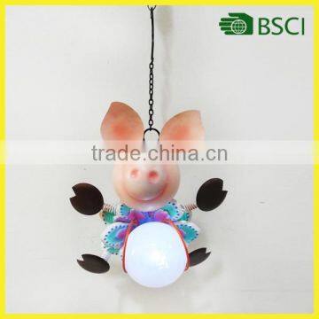 Solar Wall Light Metal Solar Garden Light Pig Statue