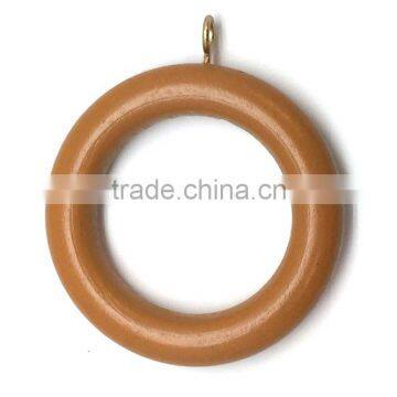 Smooth Wood Curtain Rod Ring With Screw Eye To Fit Curtain Poles Up To 35mm Diameter, Medium Brown Wood photo-2