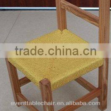 solid wood chair with straw cushion