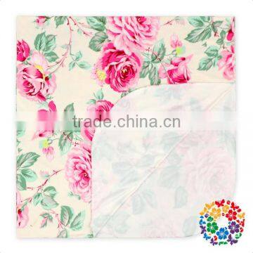 Pink Floral Printed Multipurpose Baby Blanket High Quality Single Layer Polyester Swaddle Blankets