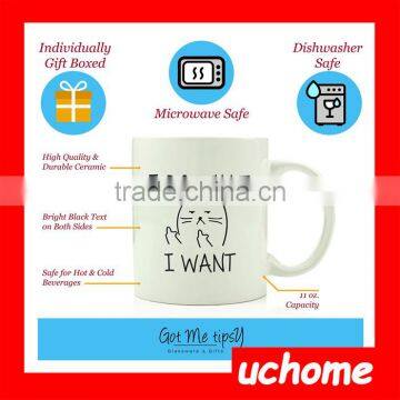 UCHOME Decal White Ceramic Cat Coffee Mug photo-3