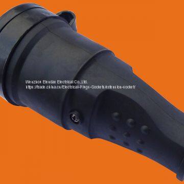 Industrial Rubber Plug 16A German Schuko Power Black Electrical Plug (p6052) photo-3