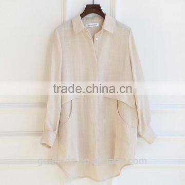 Stand Collar Long Sleeve Tops Latest Fashion Blouse Design for Women photo-3