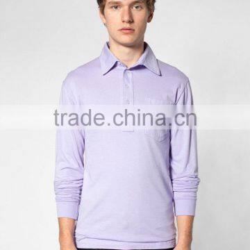100% Cotton Jersey Long Sleeve Leisure pocket Shirt polo t-shirt