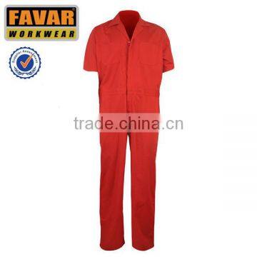 Red PolyesterCotton Short Sleeve Industrial Coverall Summer One Piece Working Garment Covealls