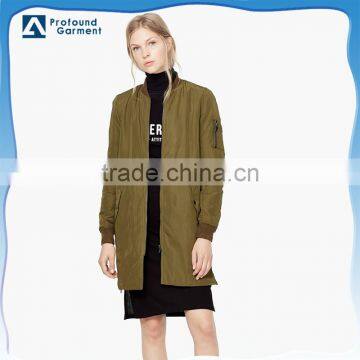 wholesale plain quilted long bomber jackets women