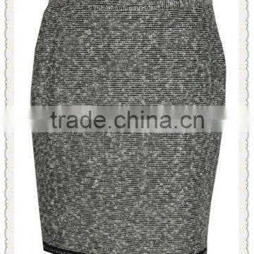 fashion clothing manufacturer yarn dyed tight fitting hem beaded center back vent buttoned back girls sexy short skirt