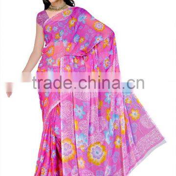 New Printed Styles Saree With Blouse Material photo-4