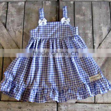 2017 New Style Baby Clothes Cheap Wholesale Red and Blue Children's Boutique Summer Baby Girl's Plaid Dress photo-3
