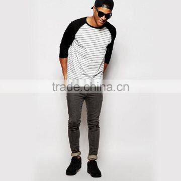 Mens Long Raglan Stripe t Shirt Long Sleeve t Shirt photo-3