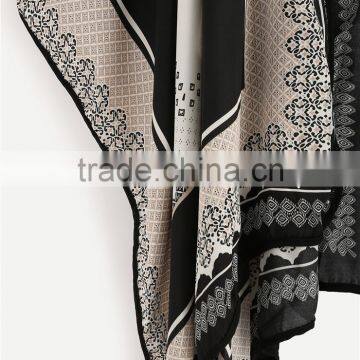 Custom Pattern Print Loose Black Tribal Print Kimono Open Front Capelet Ladies Beachwear Women photo-3