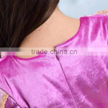 MGOO Winter Fashion Forzen Purple Princess Dress Satin With Gold Chain Party Gowns For Kids photo-6