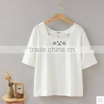 Female Summer Small Pure and Fresh and the Short Sleeve T-shirt Loose Thin Sweet photo-4