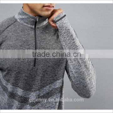 Wholesale Long Sleeve Seamless Gym Zip Top In Gray photo-3