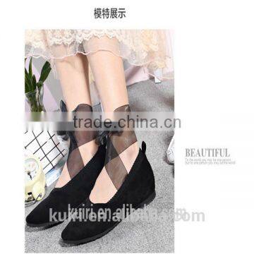 WS-15 Sexy Women Ladies Lace Cotton Anti Skid No Show Low Cut Footsies Boat Socks Bandage Ankle High Socks Mesh Fish Net socks