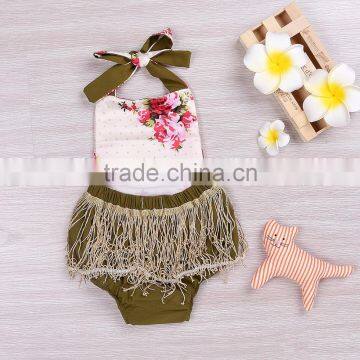 S60697B 2017 New Summer Newborn Baby Girl Floral Romper Sleeveless BacklessJumpsuit photo-2