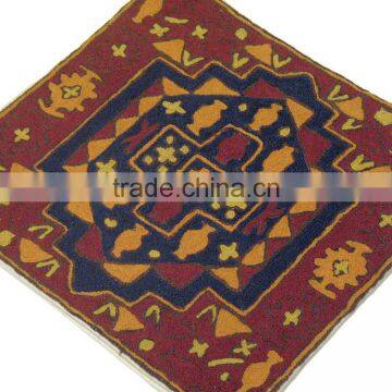 Hand Embroidered Luxury Pillow India Decor Crewel Chain Stitch Cushion Case Sham photo-2